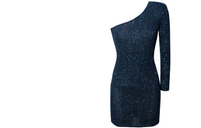 Ribbon Glittered One Shoulder Bodycon Dress