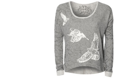 Burnout Bird Print Sweater